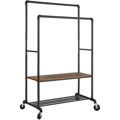 Portemanteau Sur Roulettes Soran - Tringle Extensible Et Réglable En Hauteur - Design Industriel Noir - Stable Et Mobile - 120x50x188 Cm